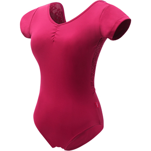 芭蕾舞形体服女红色大露背蕾丝成人基训体操练功服教师瑜伽连体服