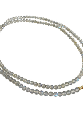 泰国佛牌链子女款天然拉长石包金