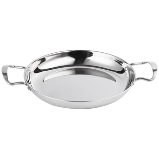 304加厚不锈钢锅仔酒吧鼎商用小火锅干锅酒精炉火锅盆浅底平底锅