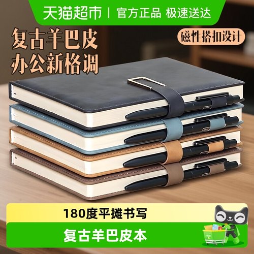 得力高级商务A5笔记本羊巴皮复古