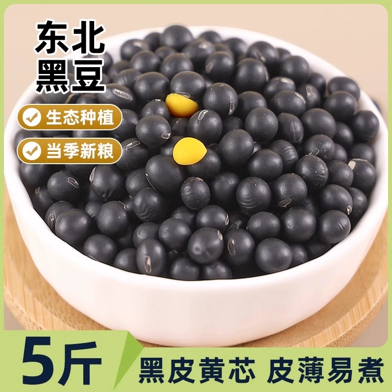 当季东北黑豆5斤打豆浆专用发豆芽醋泡五谷杂粮黄仁芯农家自产