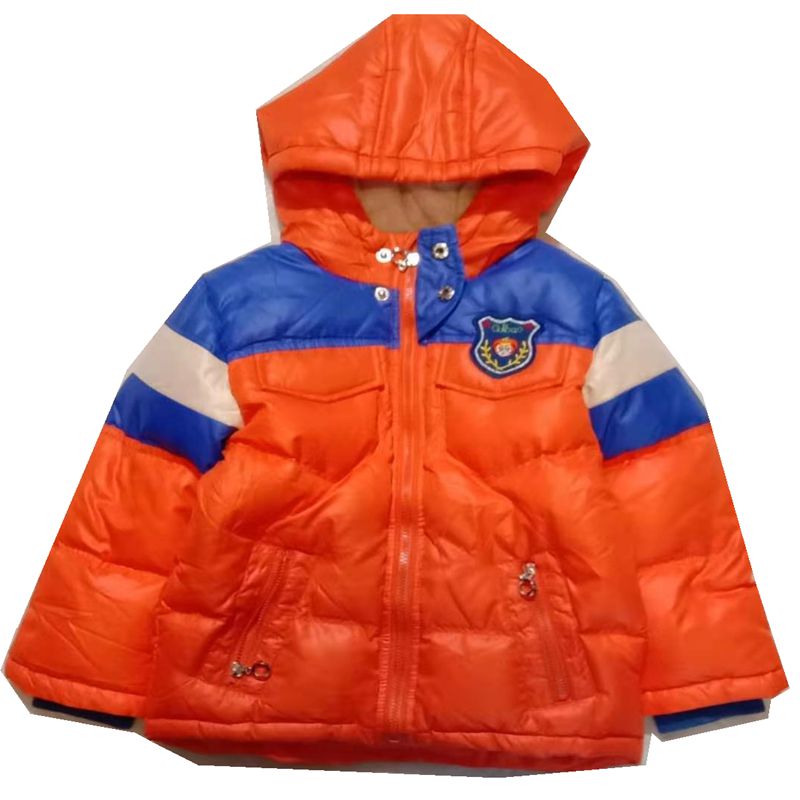 奇宝乐园冬季儿童羽绒服男童装拼色短款上衣外套带帽棉服清版4887