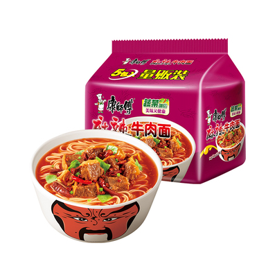 康师傅麻辣牛肉面方便面85g×5袋