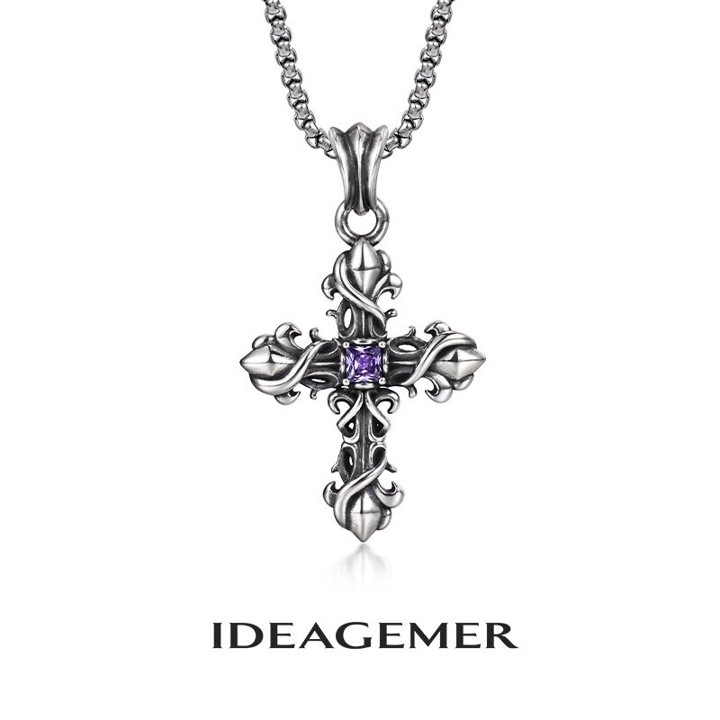 IDEAGEMER 复古荆棘十字架项链男生潮流百搭小众高级感送礼吊坠