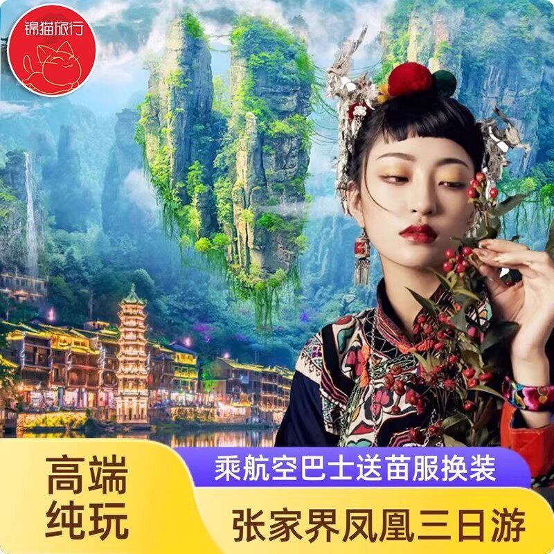 长沙张家界旅游3天2晚纯玩跟团游森林公园天门山
