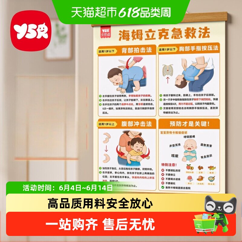 海姆立克急救法挂图安全知识挂图预防儿童呛奶急救抢救家用挂画