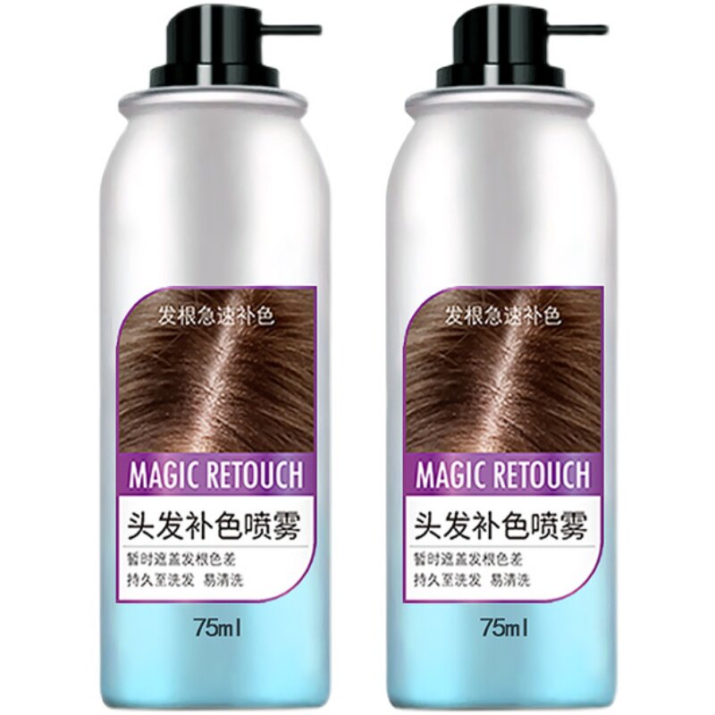 坚野头发喷雾75ml一次性临时染色一喷黑修补发根鬓角白发可洗黑色
