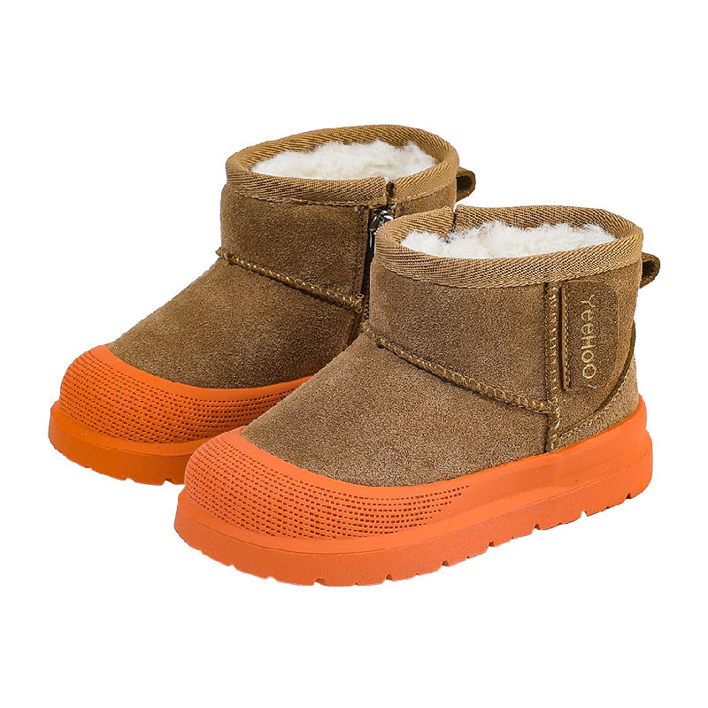 英氏童鞋儿童大棉靴冬季新款女童加绒雪地靴宝宝短靴