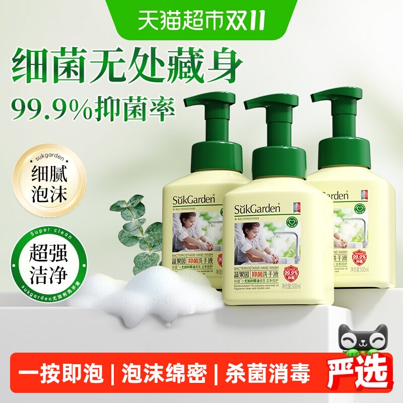 蔬果园洗手液泡沫型按压式家用儿童宝宝抑菌消毒持久留香氛补充装