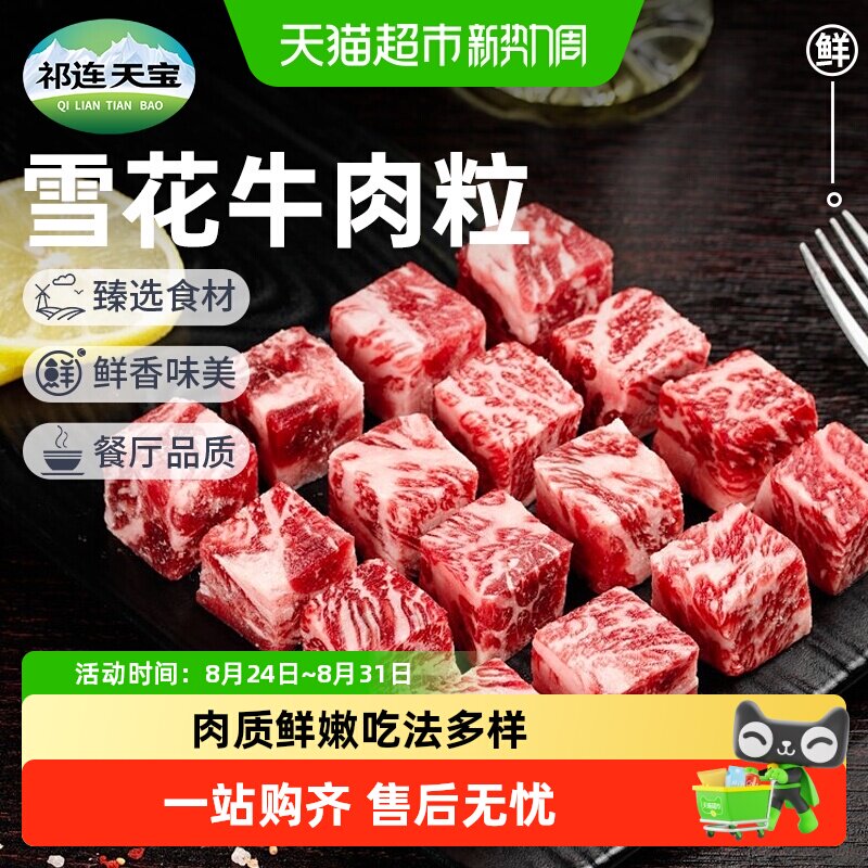 祁连天宝雪花牛肉粒原切牛肉块生鲜清炖红烧牛肉户外露营烧烤食材