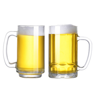 玻璃杯家用杯子水杯大容量扎啤酒杯带把手茶杯啤酒杯商用防摔新款