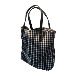 LU工作室帆布包小众日系黑白格子通勤托特包单肩包包女大容量学生