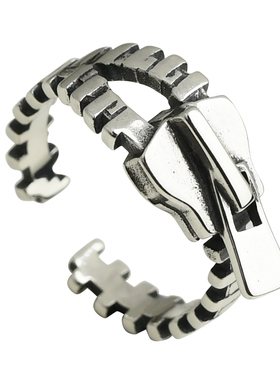 拉链朋克风纯银小众设计情侣戒指