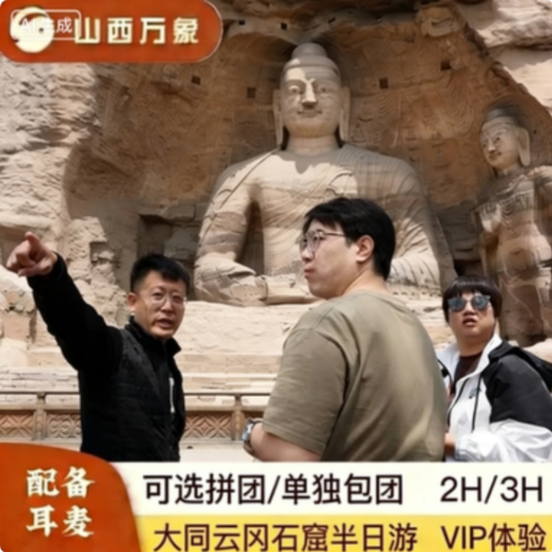 山西大同云冈石窟大咖2H-3H深度讲解半日 可选含门票 配高清蓝牙