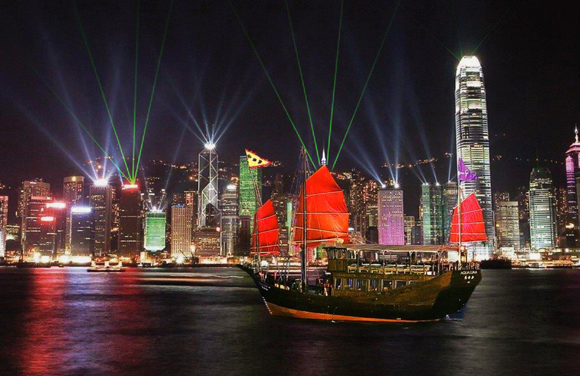 香港张保仔帆船维多利亚港夜游船票可选幻彩咏香江灯光秀