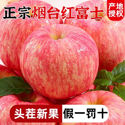 正宗山东烟台红富士苹果9斤栖霞脆甜冰糖心苹果新鲜水果整箱包邮