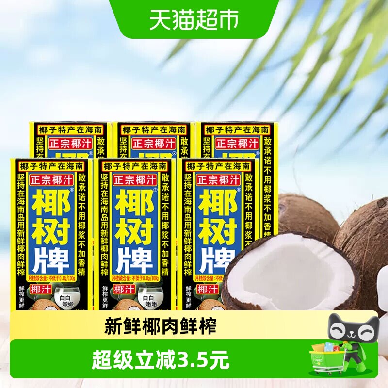 椰树椰奶正宗椰树牌植物蛋白饮料椰汁245ml×6盒海南特产 - 实物图