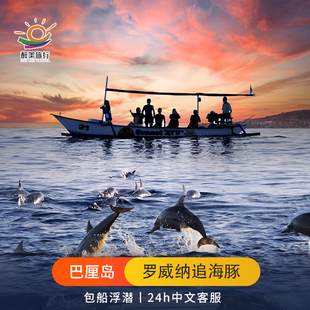 巴厘岛旅游罗威纳追海豚浮潜出海与海豚同游日出接送中文对接