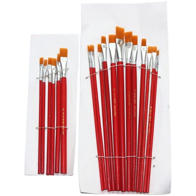 尼龙儿童红杆平头工业毛刷油画笔
