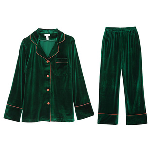 NoirTease春秋金丝绒长袖家居服套装女士性感睡衣两件套可外穿