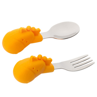 Marcus叉勺宝宝学吃饭勺子训练勺 一岁婴儿童 小鹿短柄餐具辅食勺