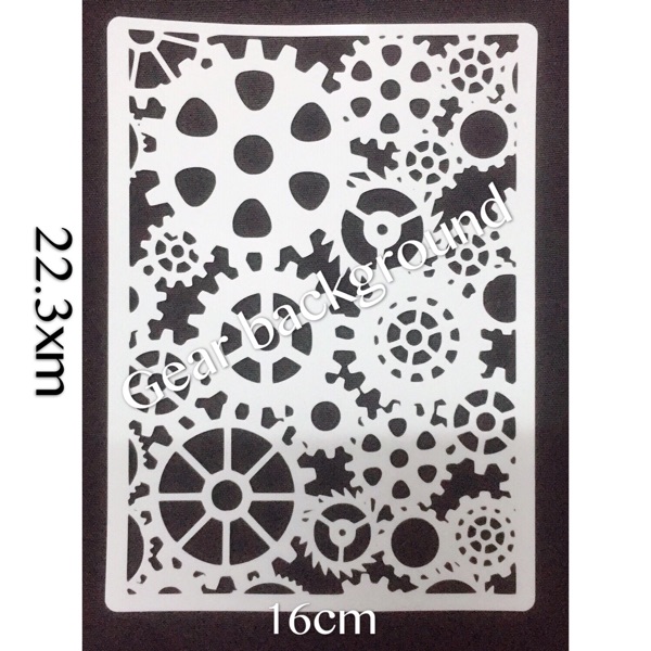 工业风齿轮模板镂空模板拓印平涂创意美术涂鸦型染上色367