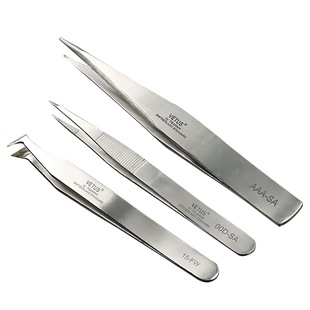 正品VETUS不锈钢精密镊子尖头带齿钝尖头加厚镊子剪切镊子维修镊