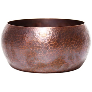 赋比兴 大号紫铜锤纹毛笔洗水盂 手工文房四宝铜器 紫铜茶洗建水国画笔洗缸 墨斗盛墨汁墨碟多用陶瓷墨盒