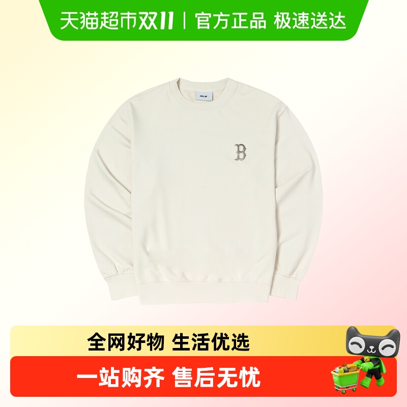 MLB男女圆领卫衣BASIC系列长袖日常通勤服舒适户外运动服简约上装