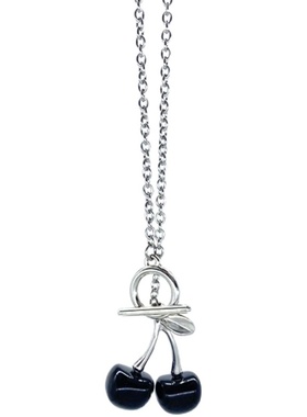 SIZEE水果黑樱桃项链女INS小众