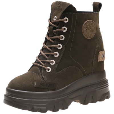 秋冬季内增高加绒百搭保暖机车靴