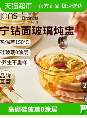 康宁VISIONS玻璃炖盅带盖汤粥碗燕窝甜品碗隔水蒸盅