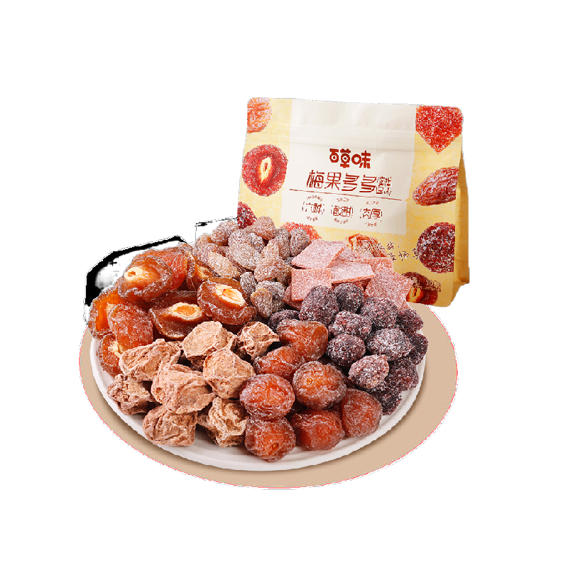 百草味梅果多多500g混合口味话梅杨梅葡萄干蜜饯果脯果干网红零食