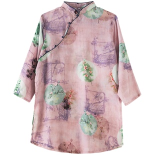 高端改良新款中袖太极服女夏天棉麻薄款短袖苎麻太极拳练功服国风