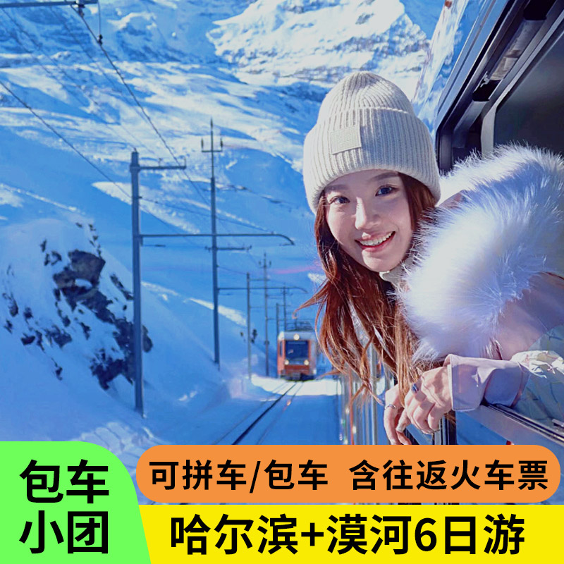 2—6人团黑龙江哈尔滨冰雪大世界漠河北极村6天5晚拼车跟团旅游