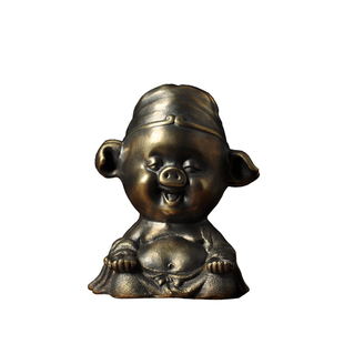 纯铜猪茶宠摆件精品猪八戒天蓬元帅手工茶刀摆放器茶具茶台小摆件