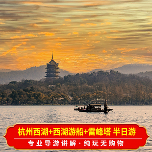 杭州西湖雷峰塔上午半日游 纯玩团 导游讲解 含门票游船 天天发团