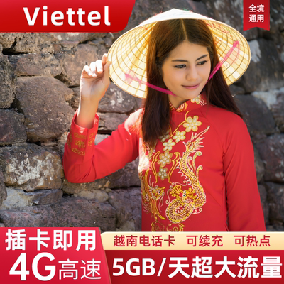 越南手机电话卡4g芽庄岘港富国岛旅游流量上网卡Viettel全境SIM卡