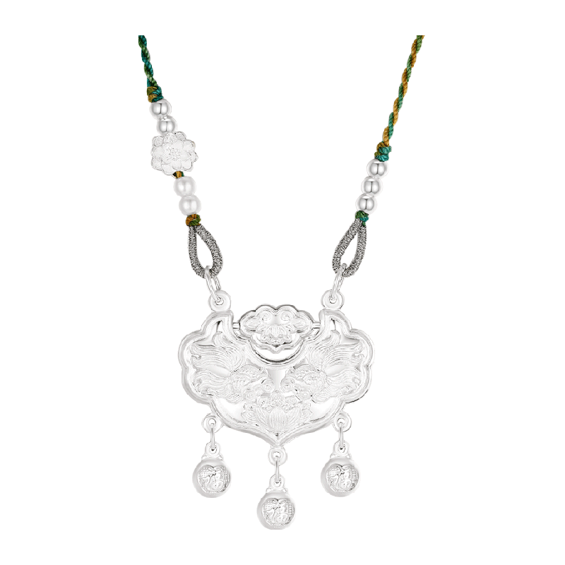 佐卡伊足银如意锦鲤锁包项链