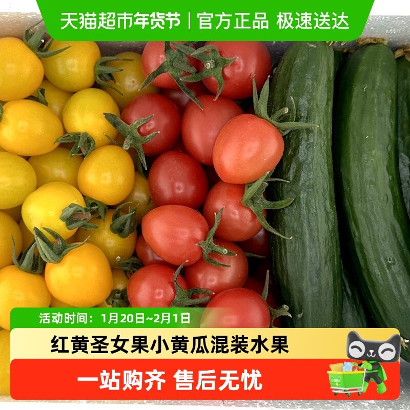 红黄圣女果小黄瓜混装水果新鲜当季现摘蔬菜即食整箱,水产肉类/新鲜蔬果/熟食,番茄,淘宝优惠券,粉丝福利购,淘宝优惠卷