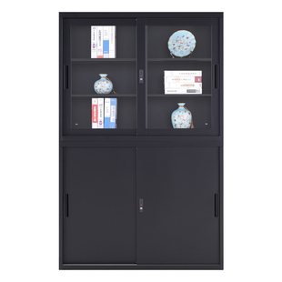 办公移门推拉文件柜档案资料柜加宽矮柜子铁皮柜储物柜加厚带锁柜