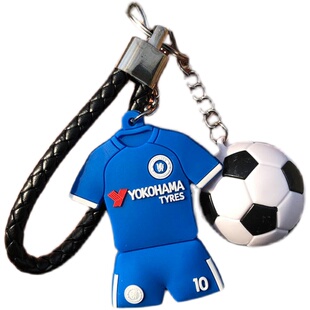 C罗梅西个性硅胶球衣钥匙链内马尔萨拉赫书包挂件钥匙扣 球迷挂饰