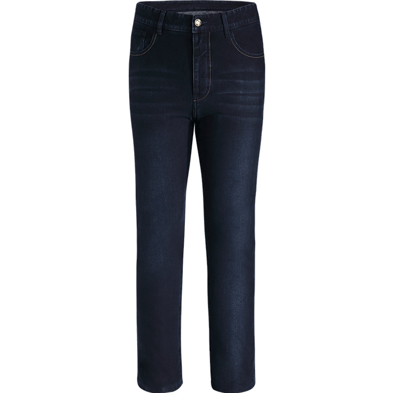 捷纯冬季蚕丝加绒牛仔裤 高端男士棉裤弹力加厚宽松直筒裤男高腰