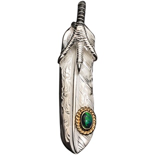 银创鹫见太郎TaroWashimi羽毛吊坠925银金线欧珀石项坠男女毛衣链