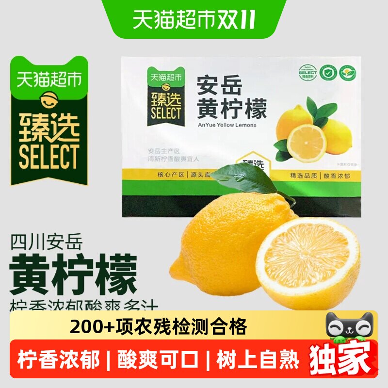 猫超臻选正宗四川安岳黄柠檬当季现摘新鲜水果商用榨汁小金桔整箱