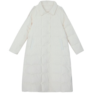 【7折出清】白色羽绒服女冬中长款2025新款加厚鸭绒显瘦棉服外套