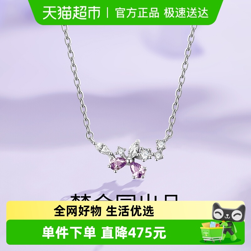 梦金园纯银S925小清新锁骨链