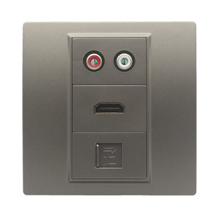 深灰色86型HDMI直插网络音频拧线面板高清电脑显示器带AV莲花插座