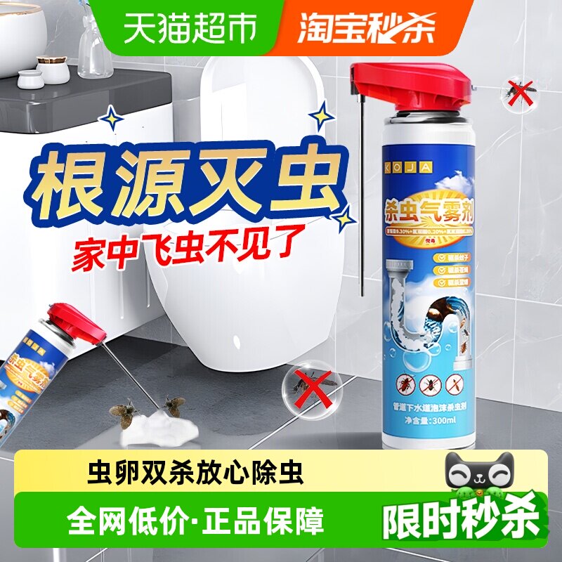 下水道蟑螂小飞虫苍蝇灭杀神器杀虫气雾剂厨房厕所管道家用除虫剂
