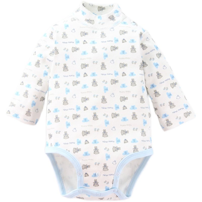 男女宝宝半高领包屁哈衣纯棉春秋冬大码婴儿中领打底内衣连体睡衣